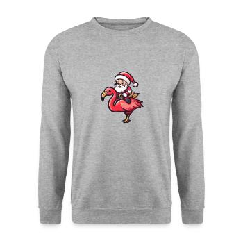Flamant rose Père Noël dessin animé - Sweat-shirt Unisexe - gris chiné - Devant - Alina (178cm) & Michal (187cm)