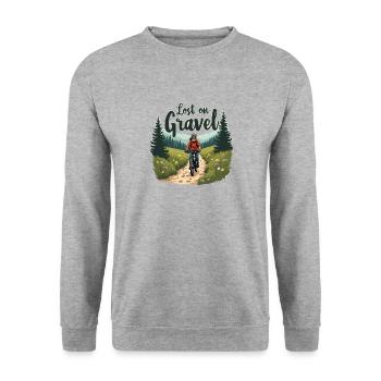 Lost on Gravel Gravel Bike Gravel Bikes - Unisex Sweatshirt - salt & pepper - Front - Alina (178cm) & Michal (187cm)