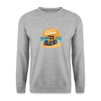 King of the Sandbox – Excavator Design for Kids - Unisex Sweatshirt - salt & pepper - Front - Alina (178cm) & Michal (187cm)