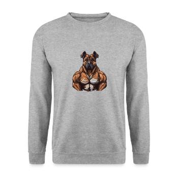 Hund Muskeln Workout Gym Martial Arts MMA - Unisex Pullover - Weißgrau meliert - Vorne - Alina (178cm) & Michal (187cm)