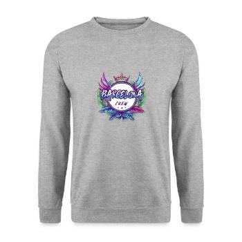 Équipage de Barcelone Coloré - Sweat-shirt Unisexe - gris chiné - Devant - Alina (178cm) & Michal (187cm)