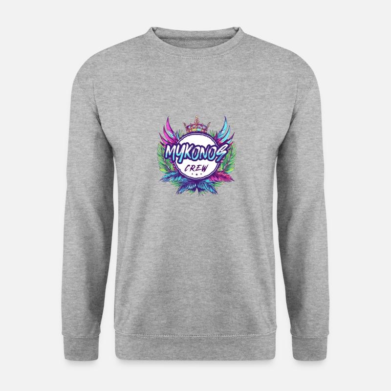 Mykonos Crew Bunt - Unisex Pullover - Weißgrau meliert