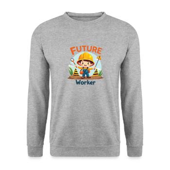 Future Worker - Conception mignonne d’ouvrier de la construction - Sweat-shirt Unisexe - gris chiné - Devant - Alina (178cm) & Michal (187cm)