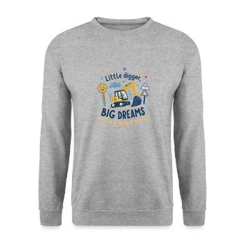 Little Digger Big Dreams – Süßes Bagger Design - Unisex Pullover - Weißgrau meliert - Vorne - Alina (178cm) & Michal (187cm)