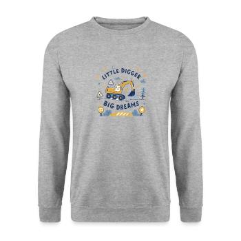 Little Digger Big Dreams – Süßes Bagger Design - Unisex Pullover - Weißgrau meliert - Vorne - Alina (178cm) & Michal (187cm)