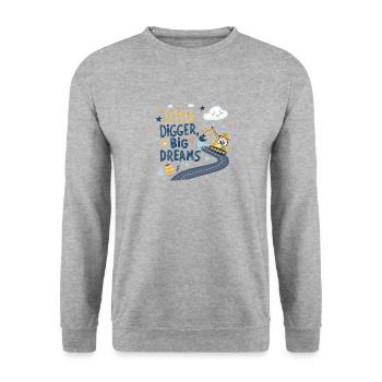 Little Digger Big Dreams – Süßes Bagger Design - Unisex Pullover - Weißgrau meliert - Vorne - Alina (178cm) & Michal (187cm)
