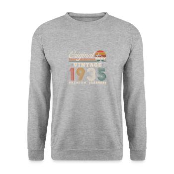 Original 1935 Vintage Rétro Cadeau Anniversaire - Sweat-shirt Unisexe - gris chiné - Devant - Alina (178cm) & Michal (187cm)