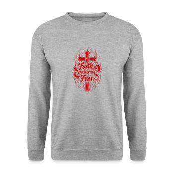 Faith About Fear Bible Verse Bible Verse Jesus - Unisex Sweatshirt - salt & pepper - Front - Alina (178cm) & Michal (187cm)