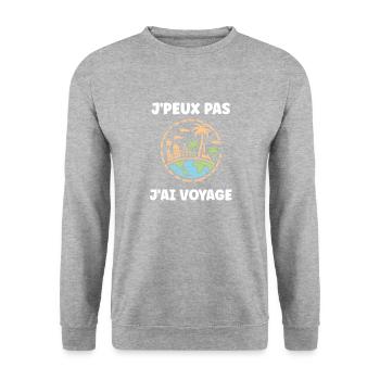Voyage Humour vacances - Sweat-shirt Unisexe - gris chiné - Devant - Alina (178cm) & Michal (187cm)