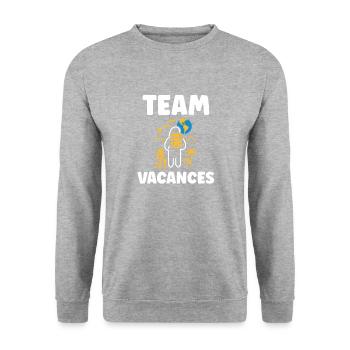 Voyage Humour vacances - Sweat-shirt Unisexe - gris chiné - Devant - Alina (178cm) & Michal (187cm)