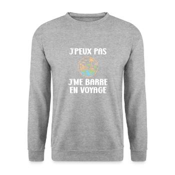 Voyage Humour vacances - Sweat-shirt Unisexe - gris chiné - Devant - Alina (178cm) & Michal (187cm)