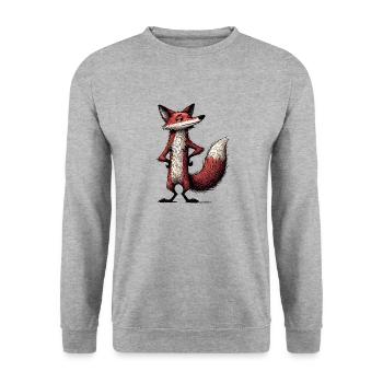 Renard roux dessin animé Woodland Animal - Sweat-shirt Unisexe - gris chiné - Devant - Alina (178cm) & Michal (187cm)