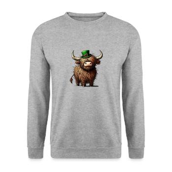 Vache des Highlands irlandais rustique Saint-Patrick Design - Sweat-shirt Unisexe - gris chiné - Devant - Alina (178cm) & Michal (187cm)