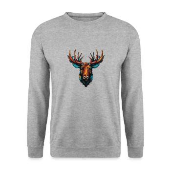 Moose Portrait - Unisex Sweatshirt - salt & pepper - Front - Alina (178cm) & Michal (187cm)