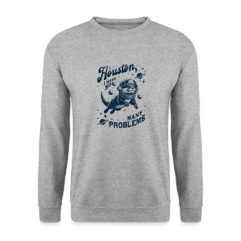 Houston I Have So Many Problems Otter - Unisex Pullover - Weißgrau meliert - Vorne - Alina (178cm) & Michal (187cm)