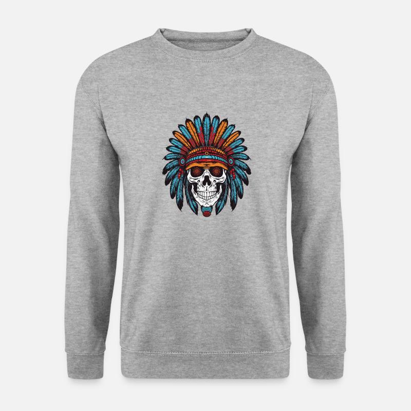 Apache Indian Chief Skull - Unisex Sweatshirt - salt & pepper