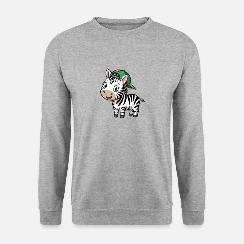 Süßes Zebra mit Mütze - Unisex Pullover - Weißgrau meliert