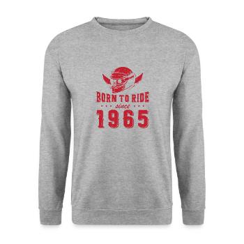 Born to ride since 1965 Biker Rider - Unisex Pullover - Weißgrau meliert - Vorne - Alina (178cm) & Michal (187cm)