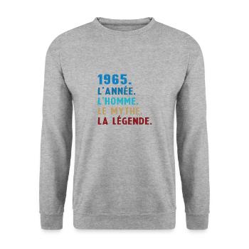 1965 Année Homme Mythe Légende - Sweat-shirt Unisexe - gris chiné - Devant - Alina (178cm) & Michal (187cm)