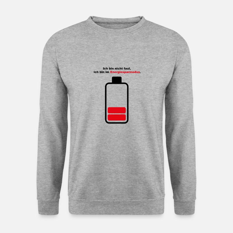 Ich bin nicht faul, ich bin im Energiesparmodus. - Unisex Pullover - Weißgrau meliert