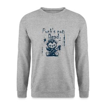 Punk's not Dead Teddy - Unisex Pullover - Weißgrau meliert - Vorne - Alina (178cm) & Michal (187cm)