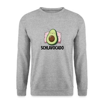 Schlavocado Avocado Offizielles Schlafshirt Schlaf - Unisex Pullover - Weißgrau meliert - Vorne - Alina (178cm) & Michal (187cm)
