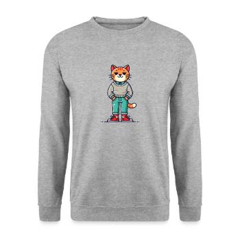 Drôle Chat Réfrigéré Amour Chats - Sweat-shirt Unisexe - gris chiné - Devant - Alina (178cm) & Michal (187cm)