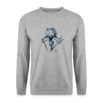 Lilie Japanese Aesthetic - Unisex Pullover - Weißgrau meliert - Vorne - Alina (178cm) & Michal (187cm)