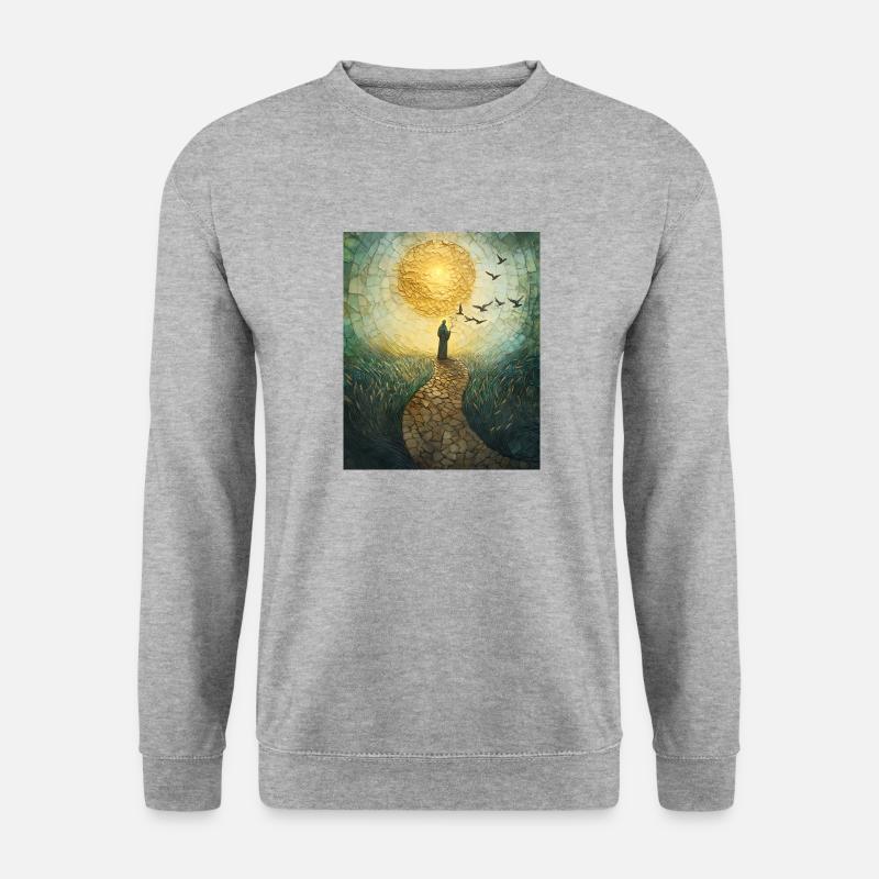Die christliche Pilgerreise zur Wahrheit - Unisex Pullover - Weißgrau meliert