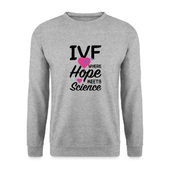 Surrogate Mother IVF Transfer Day - Unisex Sweatshirt - salt & pepper - Front - Alina (178cm) & Michal (187cm)