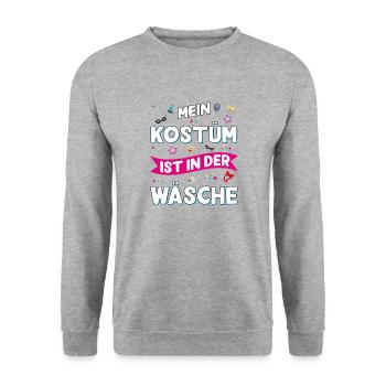 Mon costume est dans la blanchisserie Design amusant - Sweat-shirt Unisexe - gris chiné - Devant - Alina (178cm) & Michal (187cm)