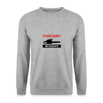 Forester in action chainsaw forest worker - Unisex Sweatshirt - salt & pepper - Front - Alina (178cm) & Michal (187cm)