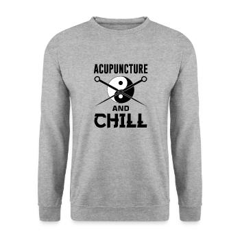 Cadeaux d’acupuncteur Design Médecine Chinoise - Sweat-shirt Unisexe - gris chiné - Devant - Alina (178cm) & Michal (187cm)