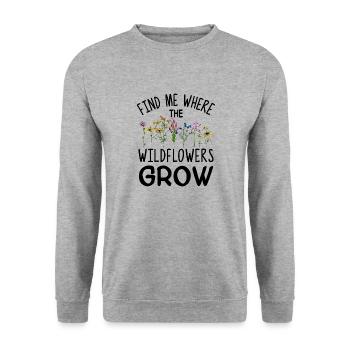 Wildflowers Flowers - Unisex Sweatshirt - salt & pepper - Front - Alina (178cm) & Michal (187cm)