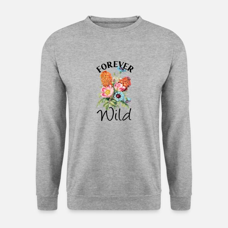 Wildblumen Blumen - Unisex Pullover - Weißgrau meliert