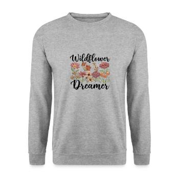 Wildflowers Flowers - Unisex Sweatshirt - salt & pepper - Front - Alina (178cm) & Michal (187cm)