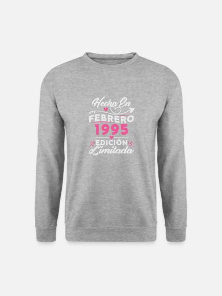 30. Geburtstag Frau 30 Jahre Made In 1995 Februar - Unisex Pullover - Weißgrau meliert