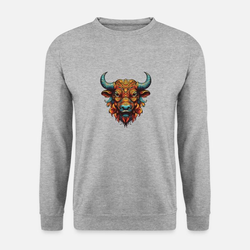 Bulle Portrait Taurus - Unisex Pullover - Weißgrau meliert