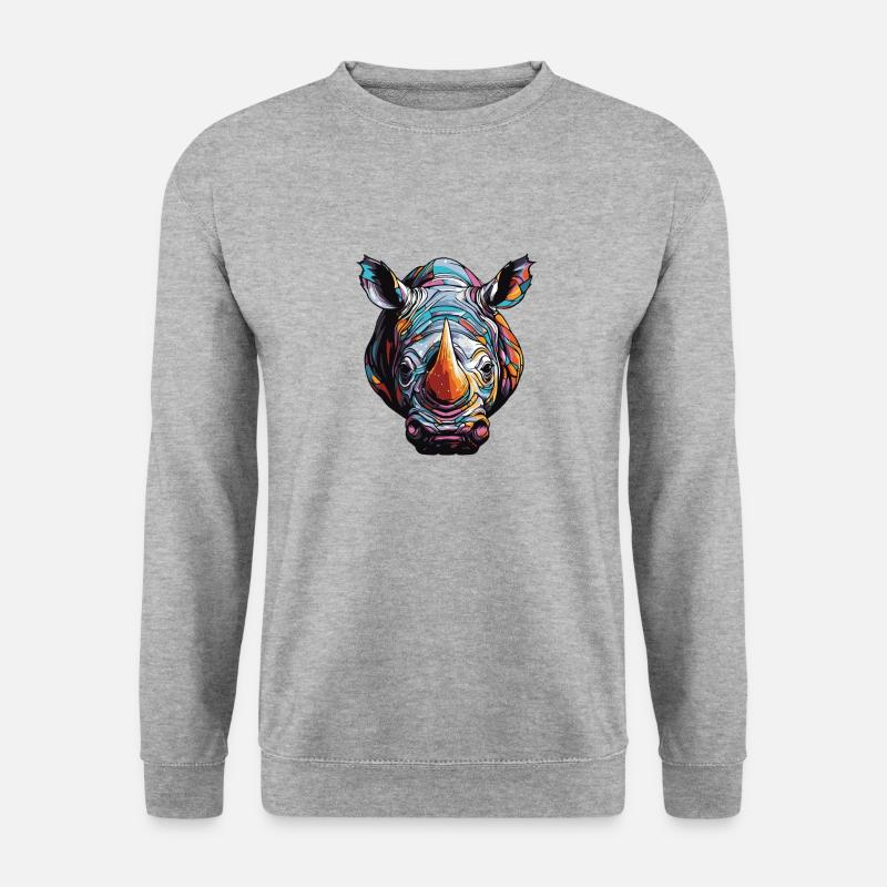 Nashorn Portrait - Unisex Pullover - Weißgrau meliert