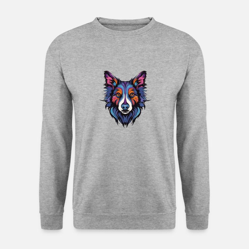 Border Collie Hund Portrait - Unisex Pullover - Weißgrau meliert