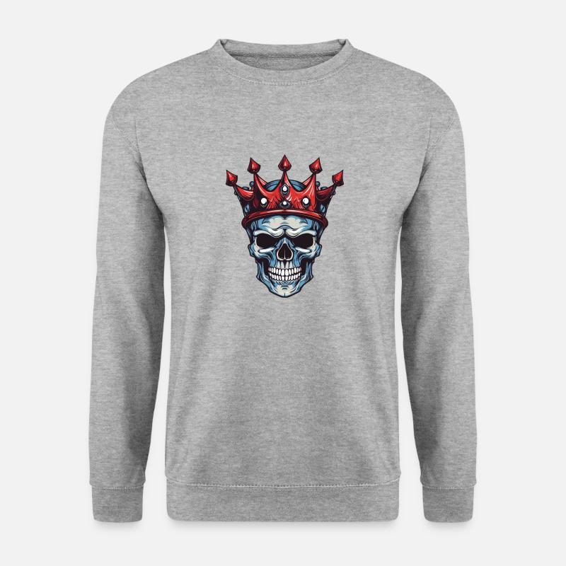 Totenkopf König Krone - Unisex Pullover - Weißgrau meliert