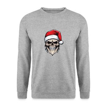 Santa Claus Skull - Unisex Sweatshirt - salt & pepper - Front - Alina (178cm) & Michal (187cm)