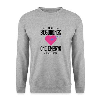 Surrogate Mother IVF Transfer Day - Unisex Sweatshirt - salt & pepper - Front - Alina (178cm) & Michal (187cm)