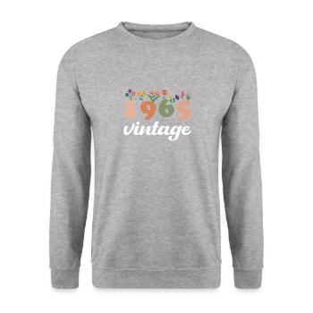 60 Années Vintage 1965 Anniversaire Femmes - Sweat-shirt Unisexe - gris chiné - Devant - Alina (178cm) & Michal (187cm)