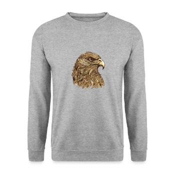 Adler Porträt - Unisex Pullover - Weißgrau meliert - Vorne - Alina (178cm) & Michal (187cm)