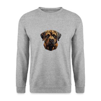 Mastiff Hund Portrait - Unisex Pullover - Weißgrau meliert - Vorne - Alina (178cm) & Michal (187cm)