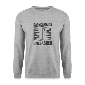 Backgammon Spiel - Unisex Pullover - Weißgrau meliert - Vorne - Alina (178cm) & Michal (187cm)