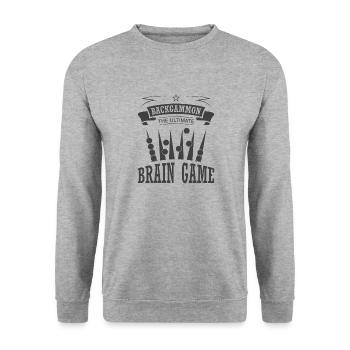Backgammon Spiel - Unisex Pullover - Weißgrau meliert - Vorne - Alina (178cm) & Michal (187cm)