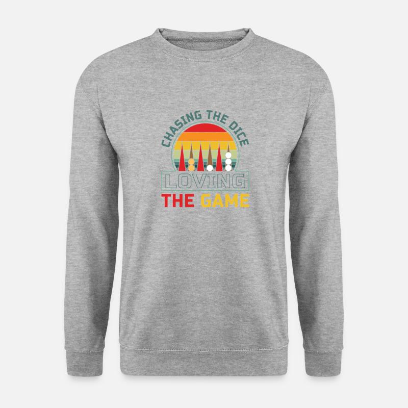 Backgammon Spiel - Unisex Pullover - Weißgrau meliert