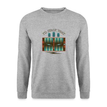 Backgammon Spiel - Unisex Pullover - Weißgrau meliert - Vorne - Alina (178cm) & Michal (187cm)
